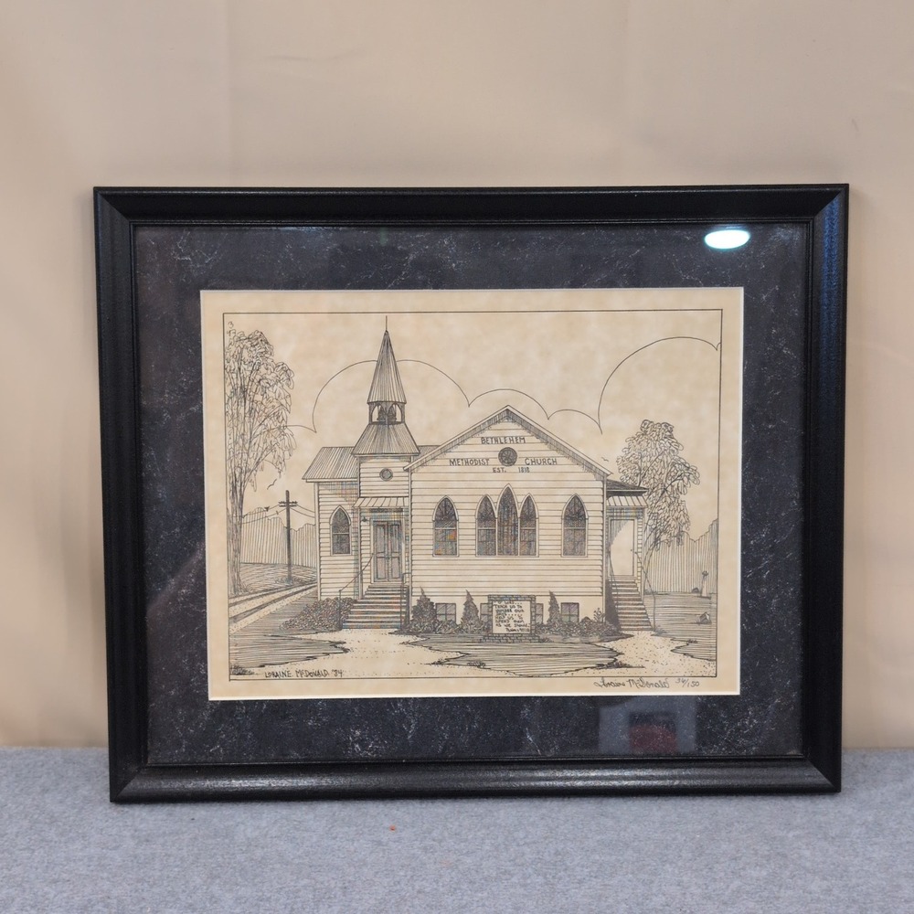 Bethlehem Methodist Church 1984 Signed Print 36/150 Framed Hueytown, Alabama UMC - Picture 1 of 7